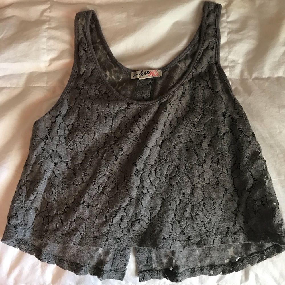 Grey lacy crop top